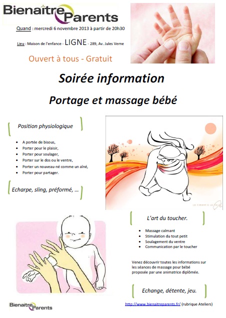 Soirée information : portage et massage bébé